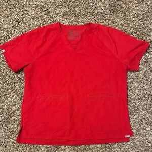 Figs Delmas Pocket Scrubs Top Red Large